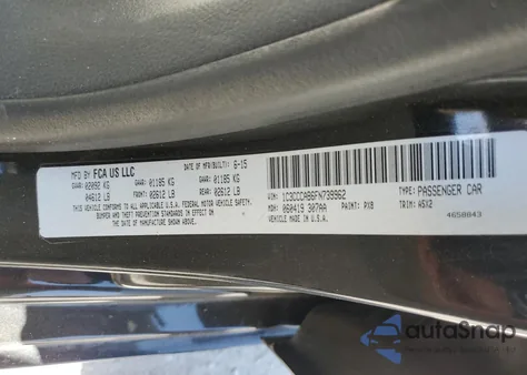2015 Chrysler 200 Limited from USA, damaged, VIN 1C3CCCAB6FN739962